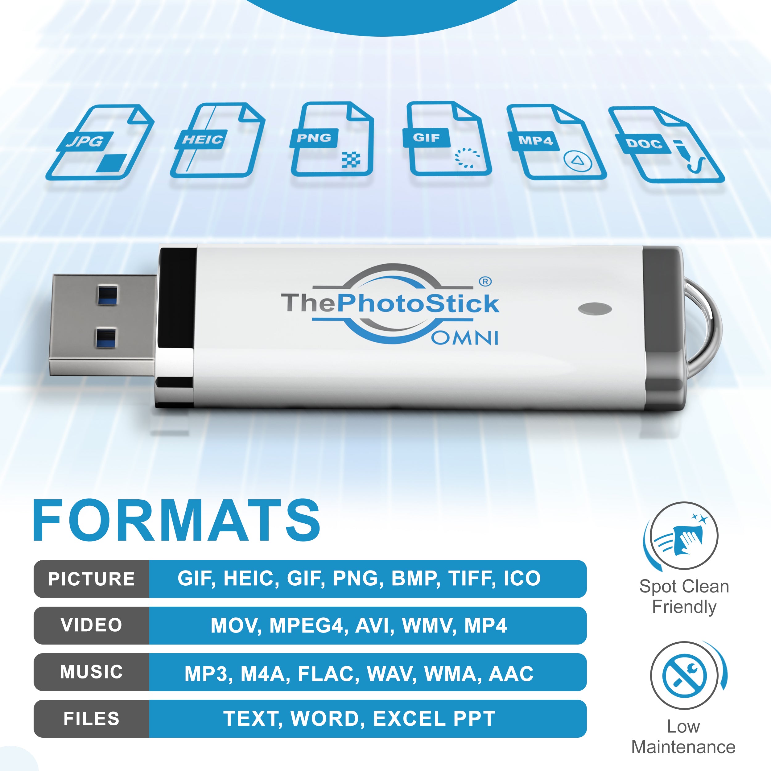 Total file storage for ThePhotoStick Omni