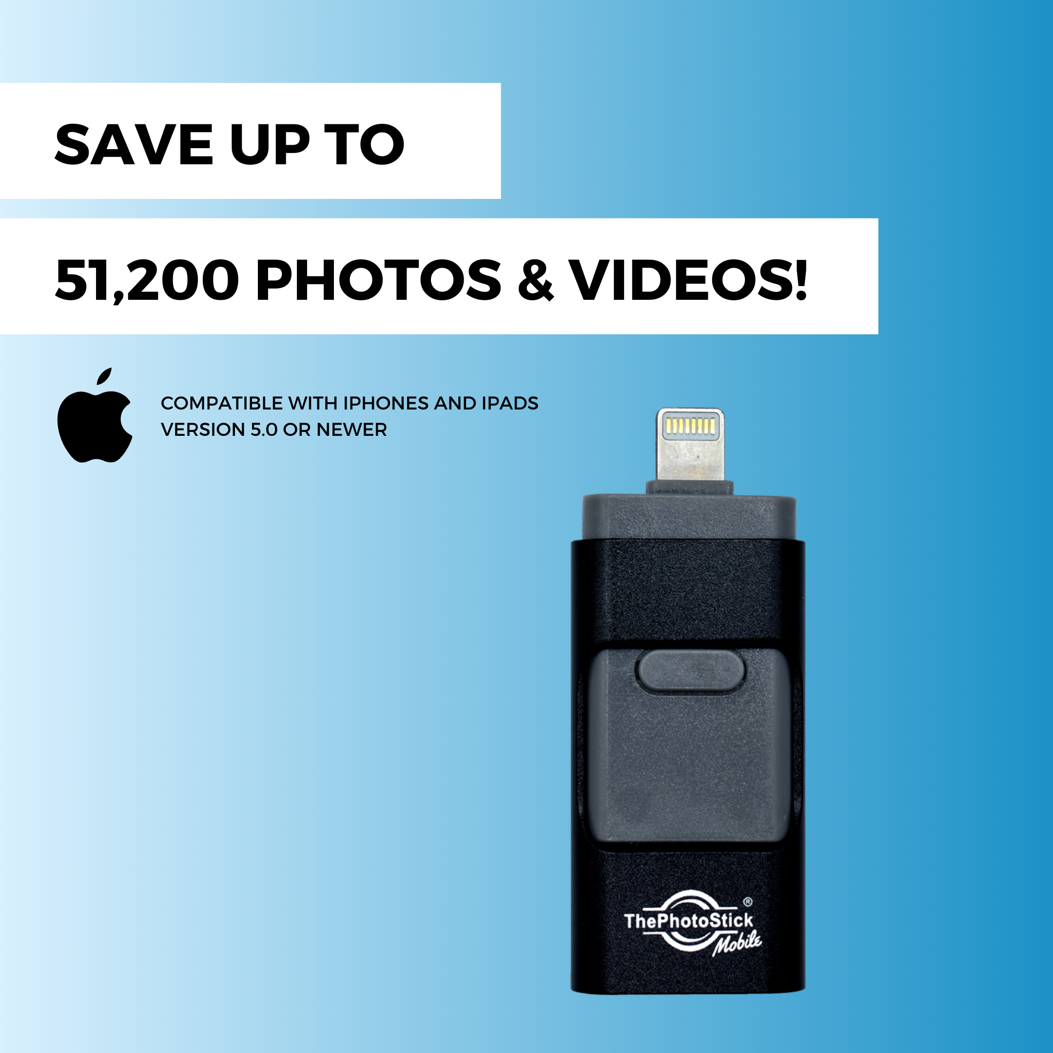 ThePhotoStick Mobile 2.0 for iPhone and iPad 128GB features
