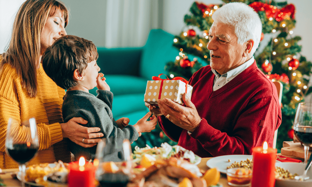 A festive family holiday scene