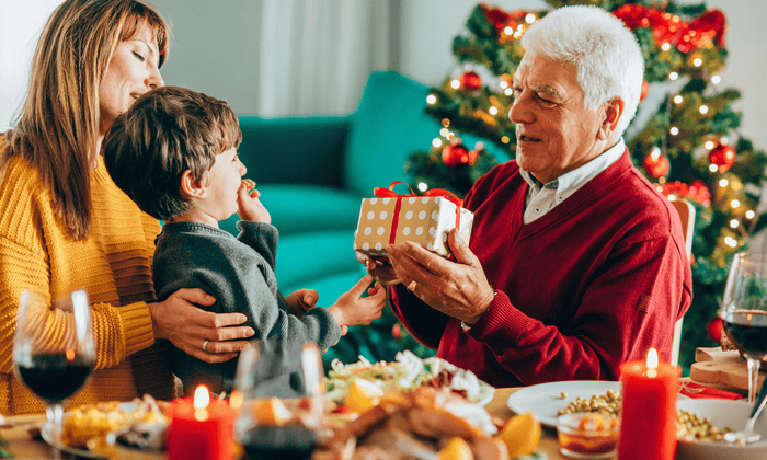 A festive family holiday scene