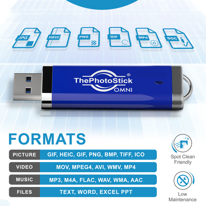 Total file storage for ThePhotoStick Omni
