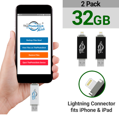 ThePhotoStick® Mobile 2.0 for iPhone and iPad (32GB): 2 PACK